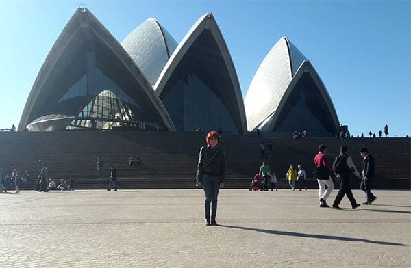Denise in Sydney at the opera house. 