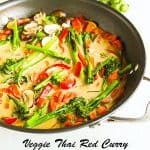 veggie Thai red curry in wok with coriander in background