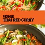 Veggie Thai red curry in wok.