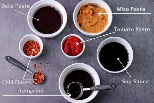 Ingredients for Thai tamarind sauce.
