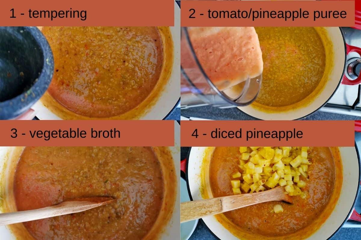 How to make red lentil soup with pineapple in 4 pictures.