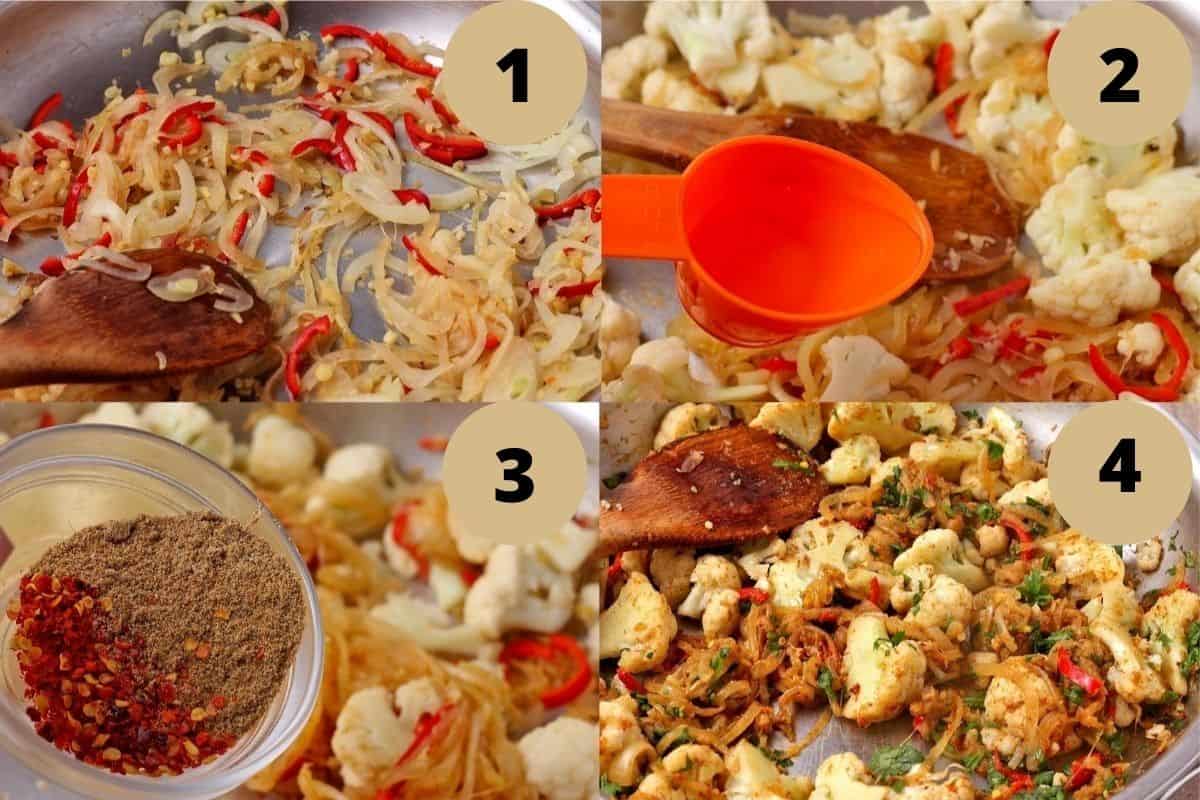 How to make cumin cauliflower stir fry in 4 pictures.